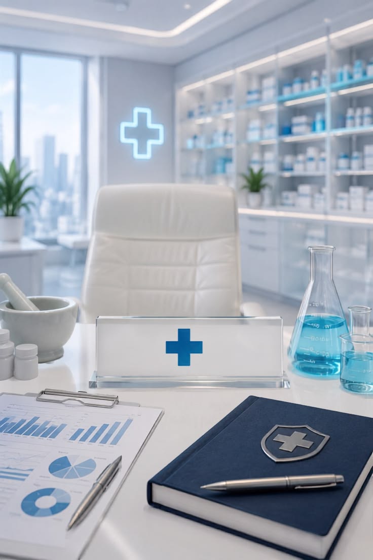 A physician in a cream blazer standing in a sunlit consultation space
